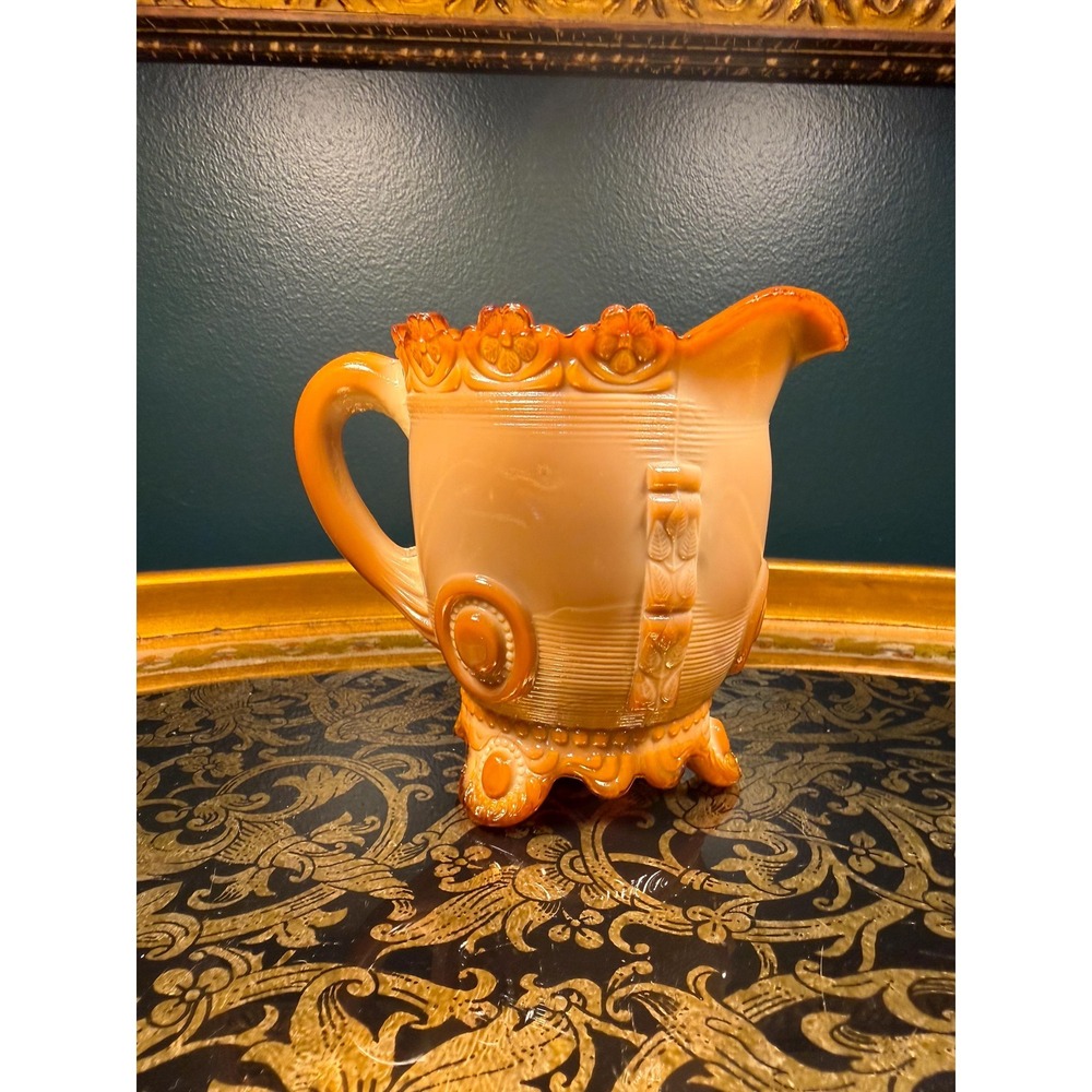 Antique‎ Greentown Dewey Chocolate Slag Glass Creamer c.1898 - Picture 4 of 17